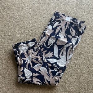 Maeve Navy and Beige Floral Pants